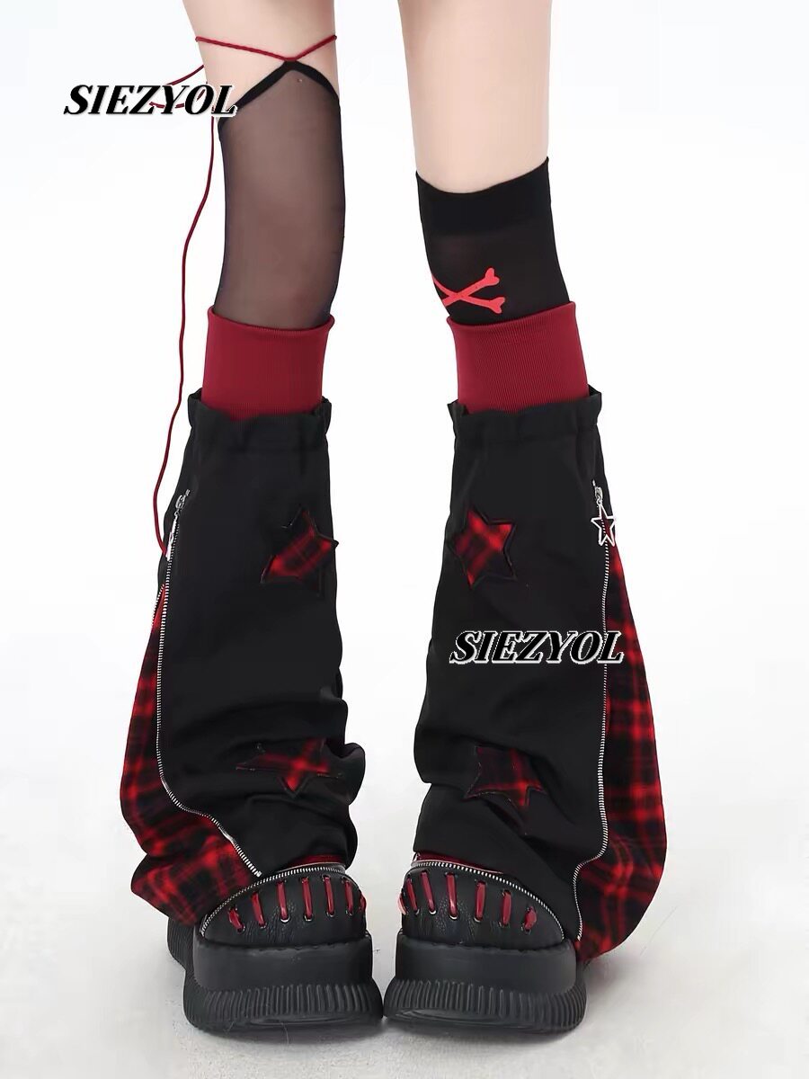 Boot Sock Slouchy - Oryginalne ocieplacze na nogi w kratę