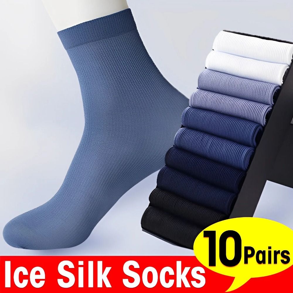 Silk Sock Bamboo - 10 par Nowe Oddychające Męskie Skarpety