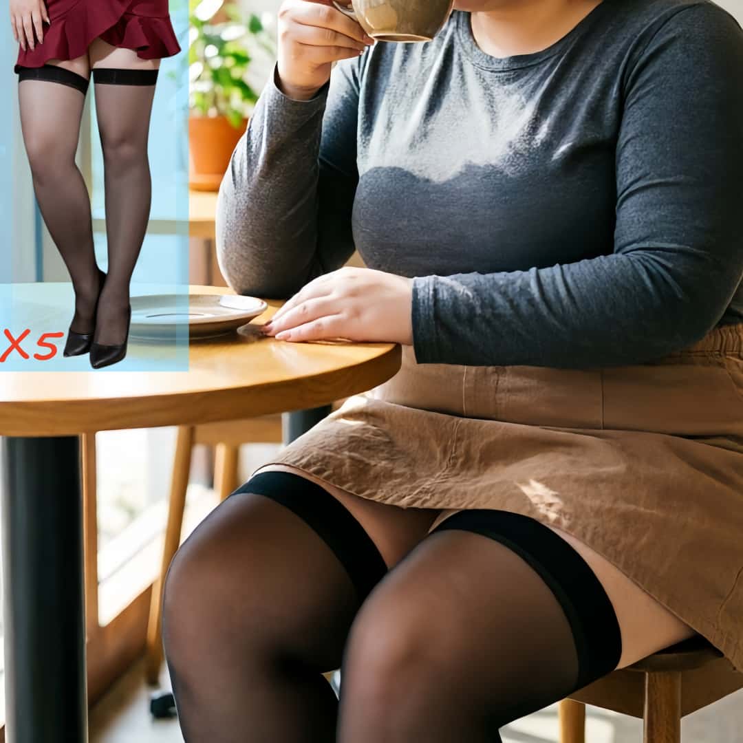Thigh High Sock Stay Up - 5 par pończoch damskich plus size