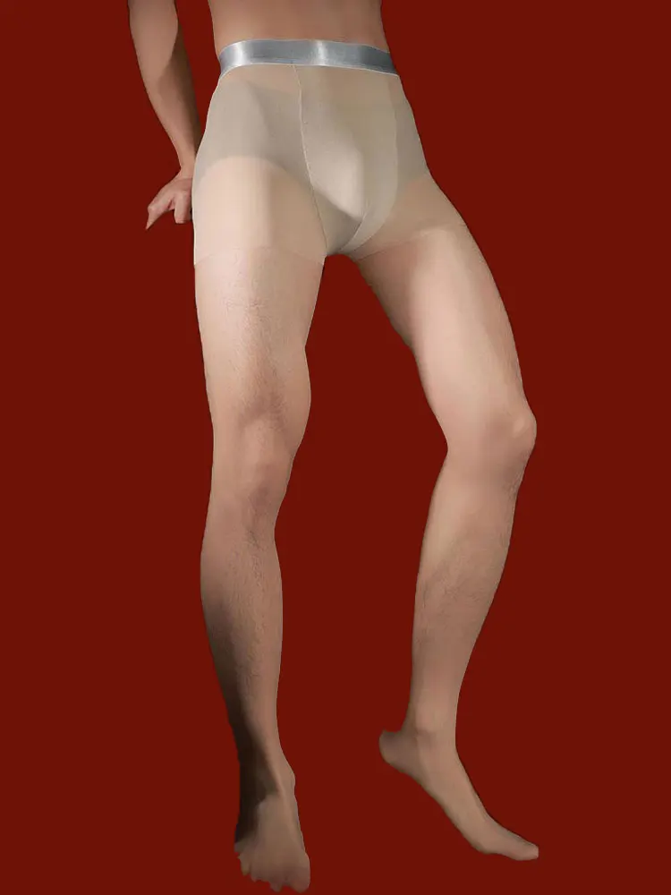 Tights Pantyhose Sheer - Seksowne męskie rajstopy bezszwowe srebrne z