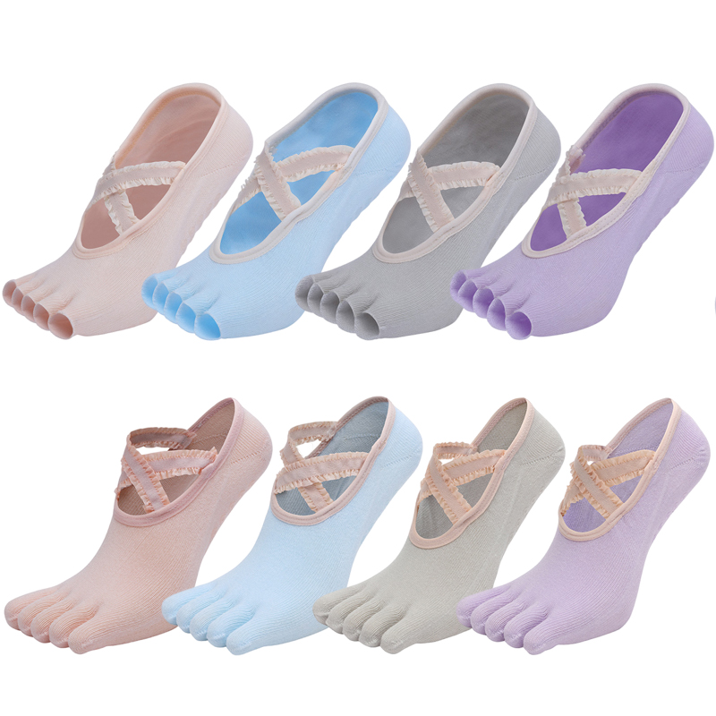 Toe Sock Split - Pięć palców jogi skarpetki koronki pasek